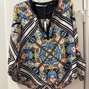 Twelfth Street by Cynthia Vincent Multicolor Patterned Blouse